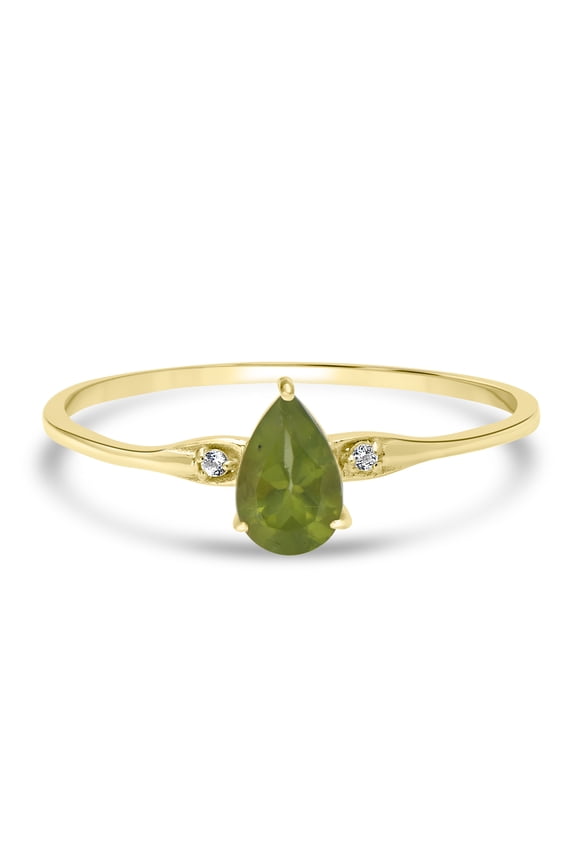 0.50 Ct Pear Peridot and Topaz Midi Ring in Sterling Silver