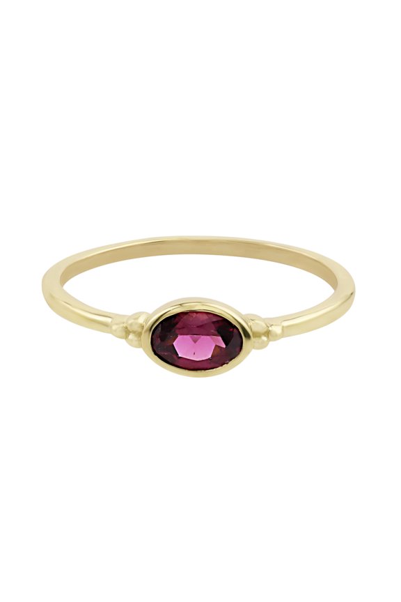 0.52 Ct Oval Rhodolite Midi Ring in Sterling Silver