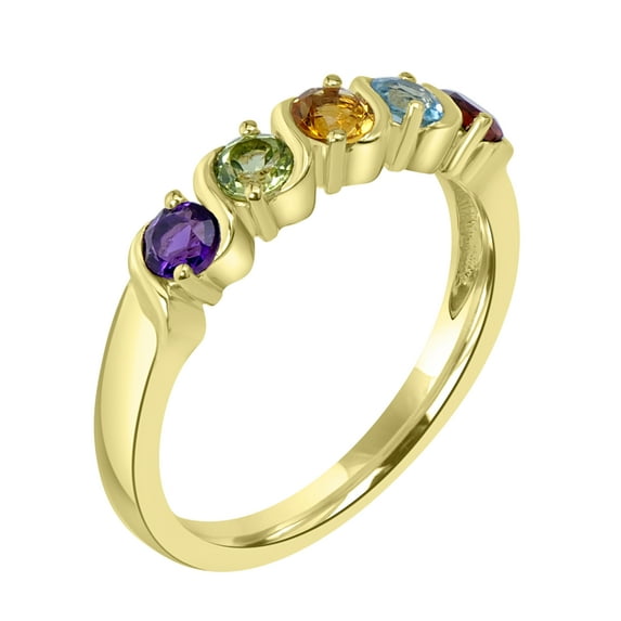Gemistry 0.55 Carats Genuine Multi Color Gemstone Ring in 14K Gold Plated Sterling Silver for Women