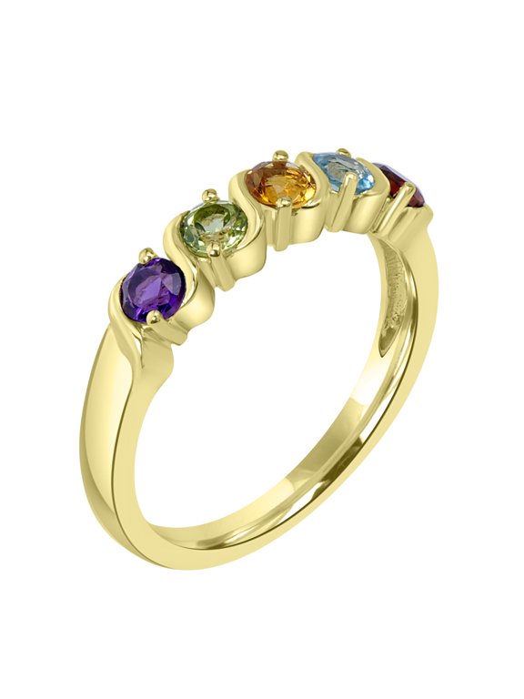 0.55 carats Genuine Multi Color Gemstone Ring in 14K Gold plated Sterling Silver