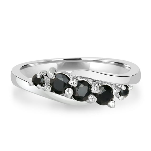 Gemistry 0.63 Ct Genuine Black Onyx Stone Band Ring in Sterling Silver
