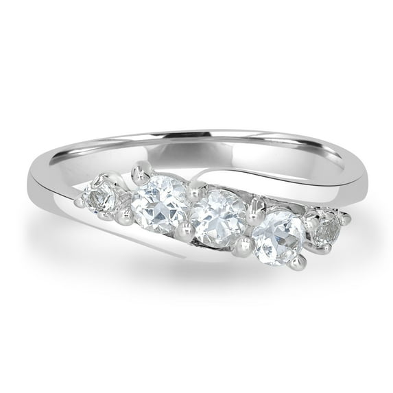 Gemistry 0.63 Ct Genuine White Topaz Stone Band Ring in Sterling Silver
