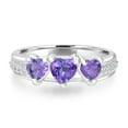 thumbnail image 1 of Gemistry 1.09 Ct Genuine Amethyst 3-Stone Ring in Sterling Silver, 1 of 4