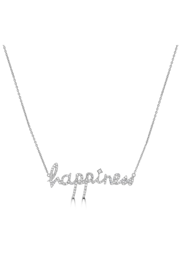 14K White Gold 0.3 Ct Round Diamond Happiness Charm Pendant Necklace(GH Color, I1 Clarity)