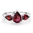 thumbnail image 1 of Gemistry 2 Ct Pear Red Garnet 925 Sterling Silver 3-Stone Ring, 1 of 4