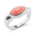 thumbnail image 1 of Gemistry Angel Skin Sunset Coral Marquise Gemstone 925 Sterling Silver Ring for Women, 1 of 5