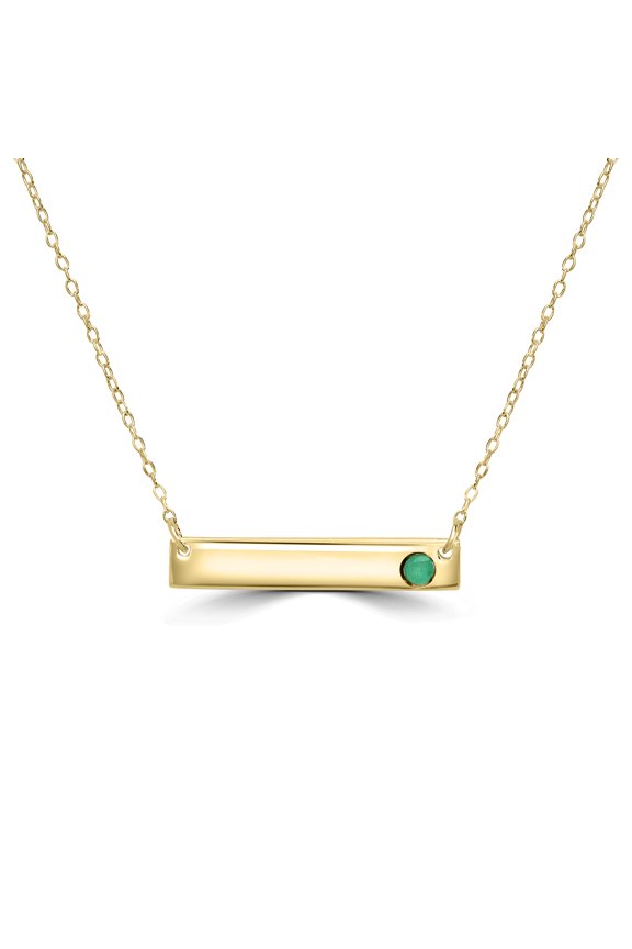 Audrey Round Genuine Emerald Asymmetrical Bar Necklace