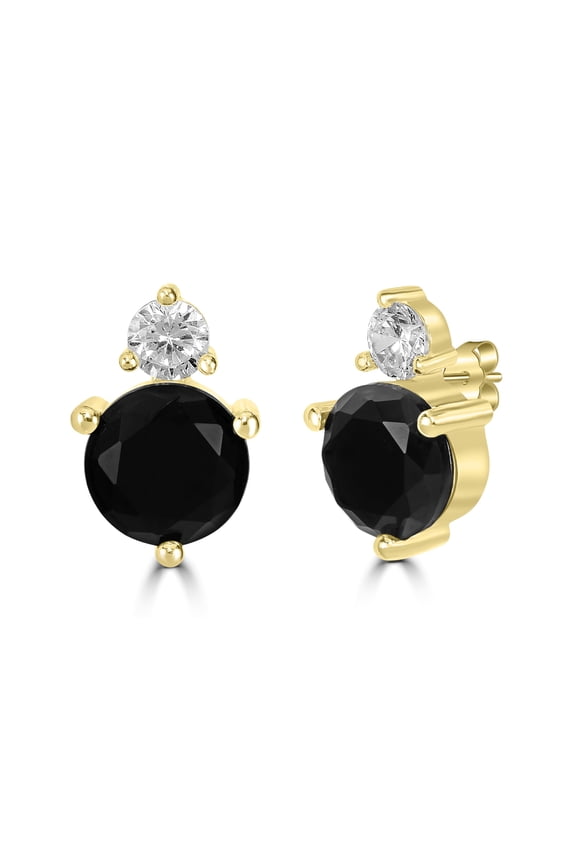 Bob Mackie Jewelry Gold over Brass Black and White Cubic Zirconia Stud Earrings
