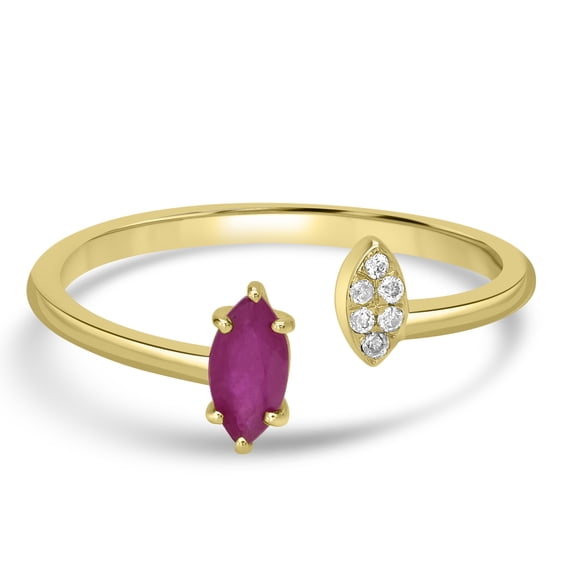 Gemistry Clara 14k Gold Ruby Gemstone Bypass Stackable Ring