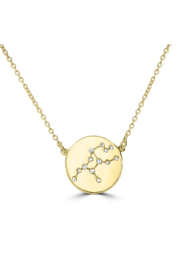 Constellation Pendant Necklace Gold Plated Virgo Zodic Sign 16 inch Crystal Quartz Pendant Adjustable Dainty Necklace in Brass