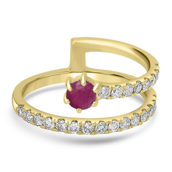 Gemistry Haley 14k Gold Ruby Gemstone Bypass Stackable Ring