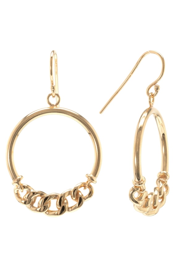 Judy Crowell Jewelry Gold Over Sterling Silver Chain Drop Hoop Earrings