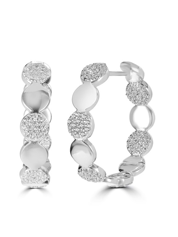Judy Crowell Jewelry Sterling Silver Cubic Zirconia Circles Hoop Earrings