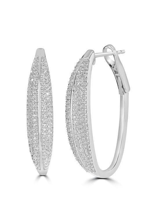 Judy Crowell Jewelry Sterling Silver Cubic Zirconia Hoop Earrings