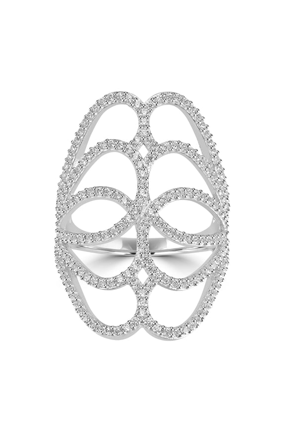 Judy Crowell Jewelry Sterling Silver Cubic Zirconia Multi-Row Wave Ring, Size 9