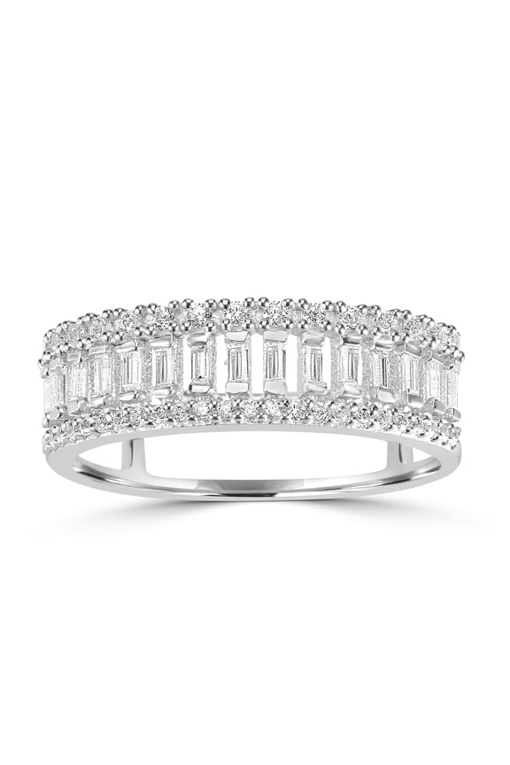 Judy Crowell Jewelry Sterling Silver Cubic Zirconia Vertical Baguette Band Ring, Size 8