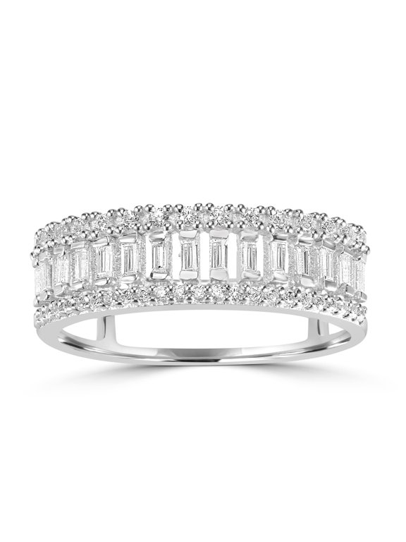 Judy Crowell Jewelry Sterling Silver Cubic Zirconia Vertical Baguette Band Ring, Size 8
