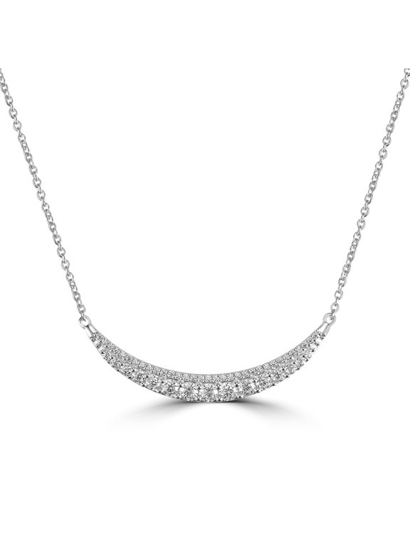 Judy Crowell Jewelry Sterling Silver Curved Cubic Zirconia Bar Necklace