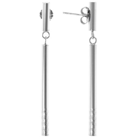 Gemistry Judy Crowell Jewelry Sterling Silver Diamond Cut Bar Drop Earrings