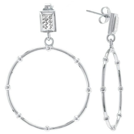 Gemistry Judy Crowell Jewelry Sterling Silver Diamond Cut Circle Beaded Drop Earrings