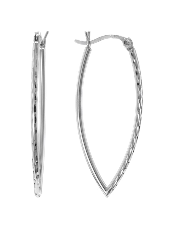 Judy Crowell Jewelry Sterling Silver Diamond Shaped Hoop Earrings
