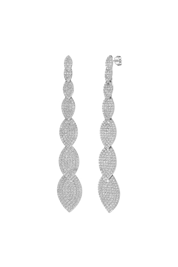 Judy Crowell Jewelry Sterling Silver Graduated Marquis Cubic Zirconia Drop Earrings