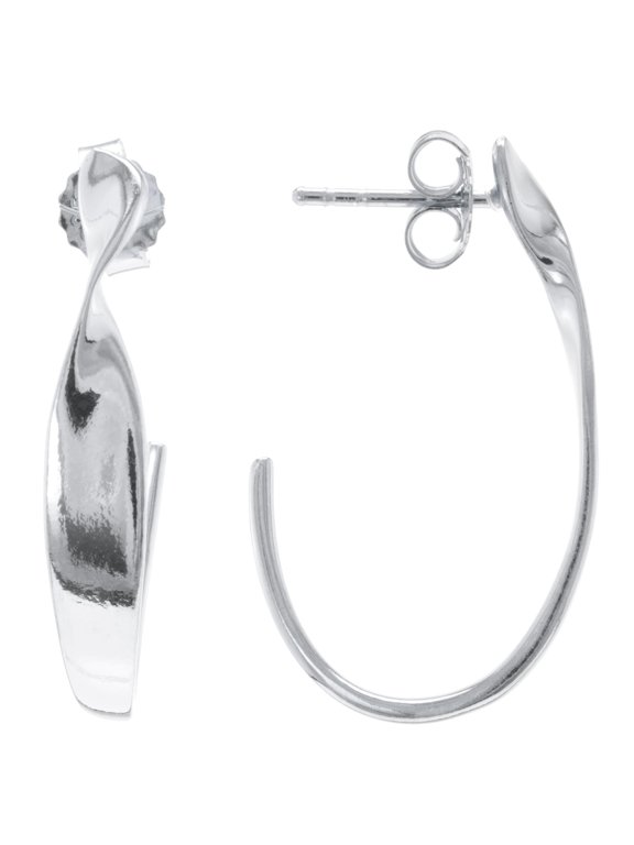 Judy Crowell Jewelry Sterling Silver High Polish Open Twist Hoop Earrings