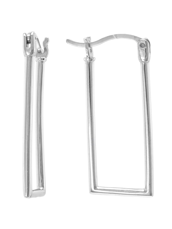 Judy Crowell Jewelry Sterling Silver Rectangle Hoop Earrings