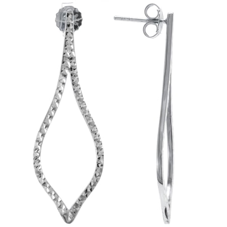 Gemistry Judy Crowell Jewelry Sterling Silver and Rhodium Diamond Cut Marquis Drop Earrings