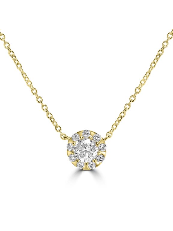 Kathy Levine 14K Gold-Plated Sterling Silver Cubic Zirconia Halo Necklace, 18 to 20 Inches