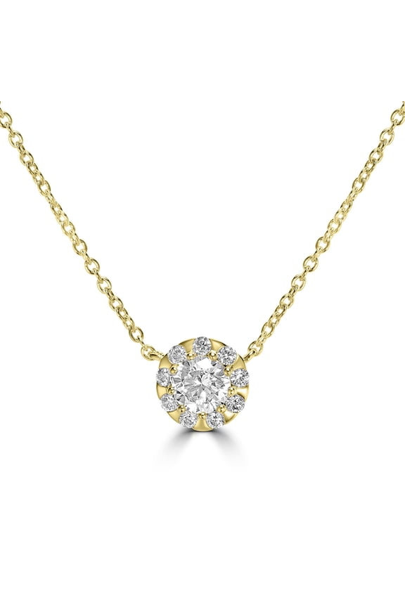Kathy Levine 14K Gold-Plated Sterling Silver Cubic Zirconia Halo Necklace, 18 to 20 Inches