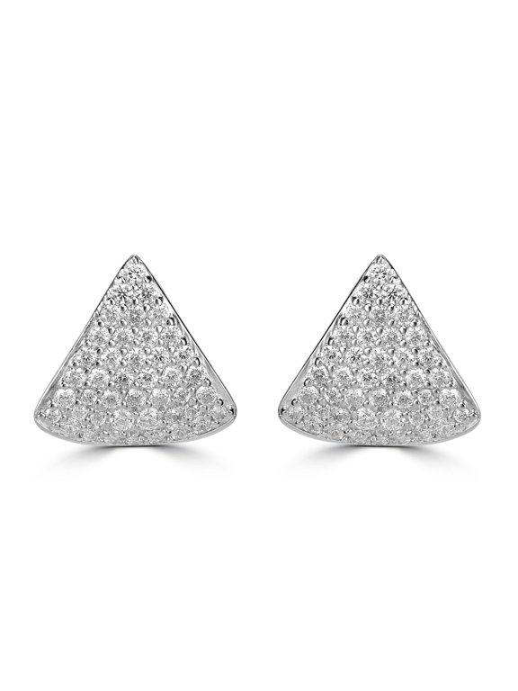 Kathy Levine Sterling Silver Cubic Zirconia Pave Trillion Stud Earrings