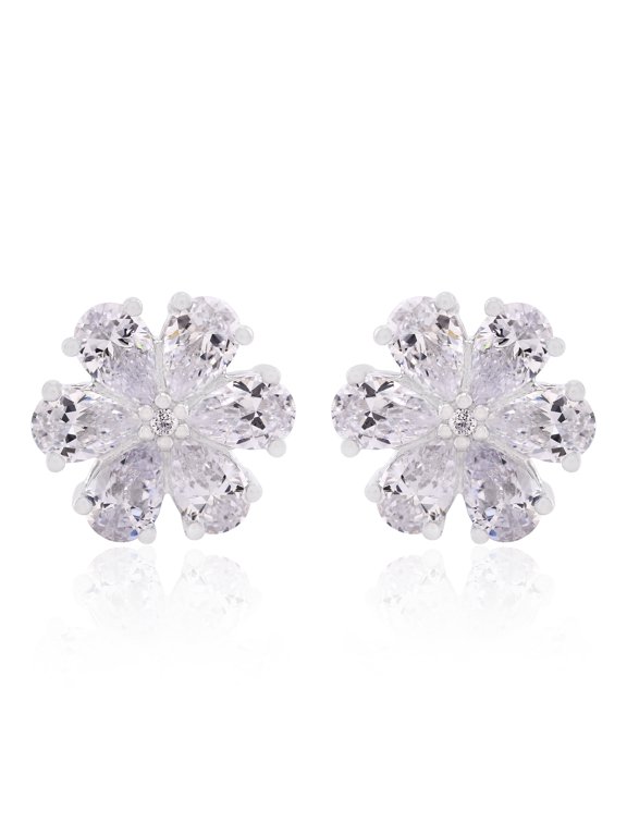 Petite Flower Button Earrings, Sterling Silver