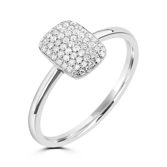 Gemistry Rectangle Ring with 0.20Ct Round Diamond In 14K White Gold for Women