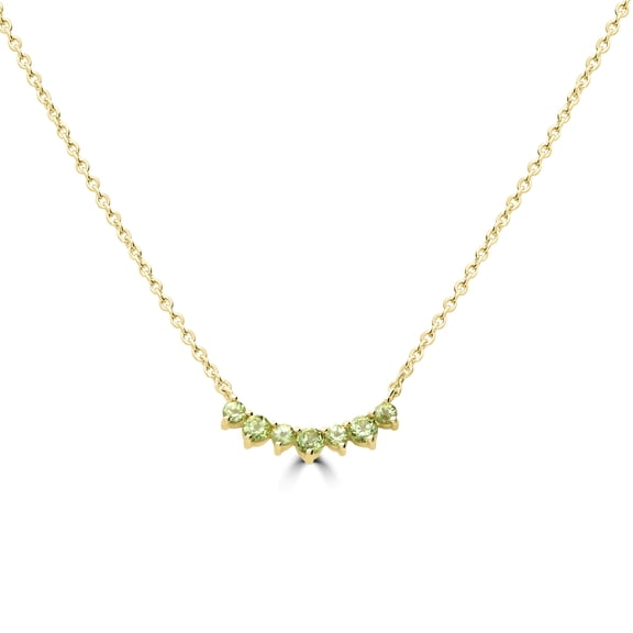 Gemistry Round Peridot Curved Bar Necklace in Sterling Silver 18 inch
