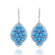 Gemistry Sleeping Beauty Turquoise & Blue Topaz Cluster Lever Back Drop Earrings, Sterling Silver