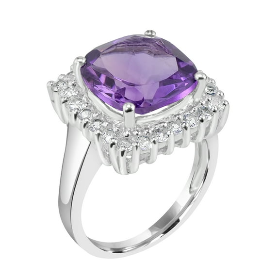 Gemistry Sterling Silver Amethyst & White Topaz Women's Ring, (6.79 cttw)