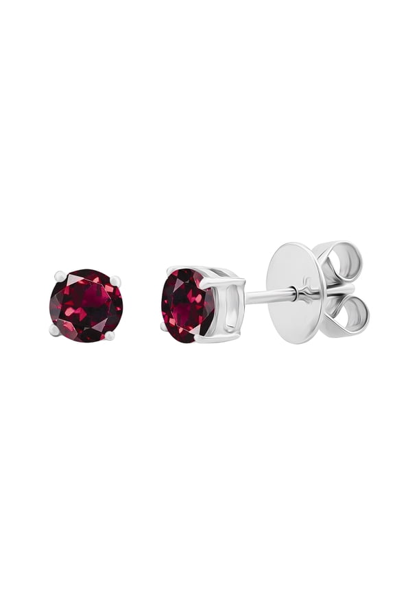 Sterling Silver Genuine Round Garnet Womens Stud Earrings