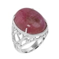 thumbnail image 1 of Gemistry Sterling Silver Oval Rhodonite Gemstone Cabochon Womens Ring, 1 of 4