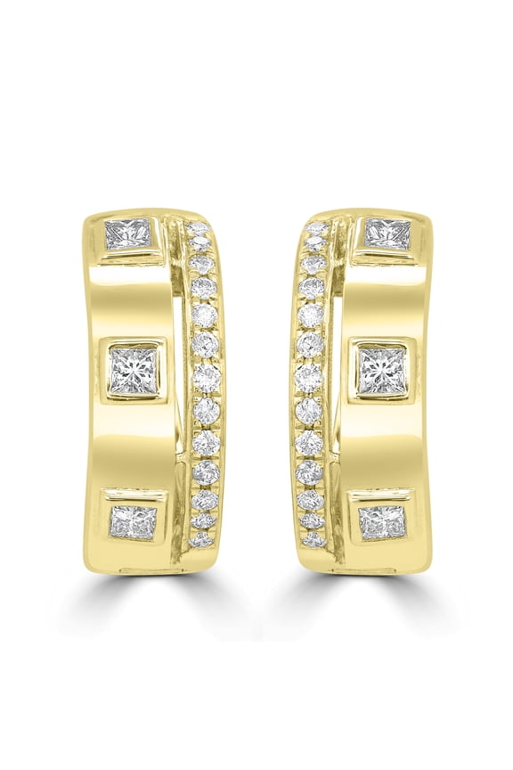 Yellow Gold 0.32 Ct Round Diamond Earrings(GH Color, I1 Clarity)