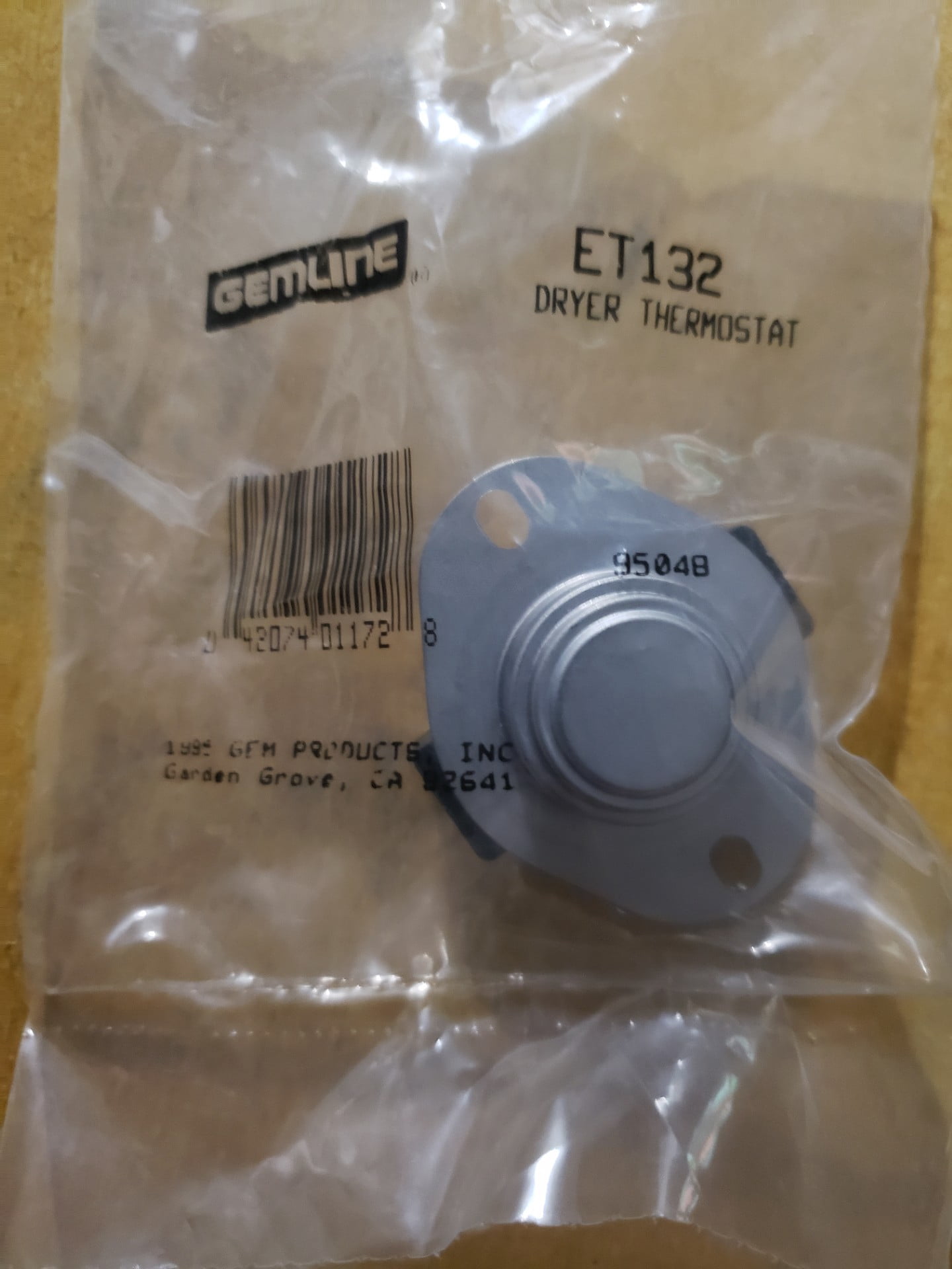 Gemline Dryer Thermostat ET132
