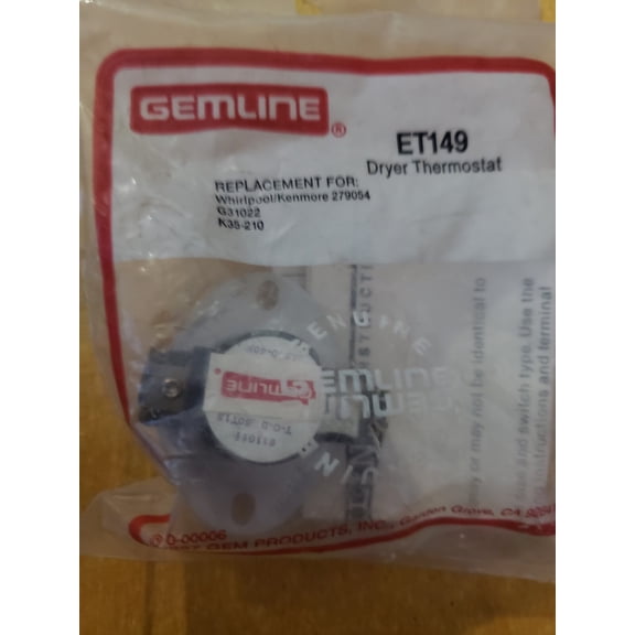 Gemline Dryer Thermostat ET149 (Replacement For LD290W 342763 279054)