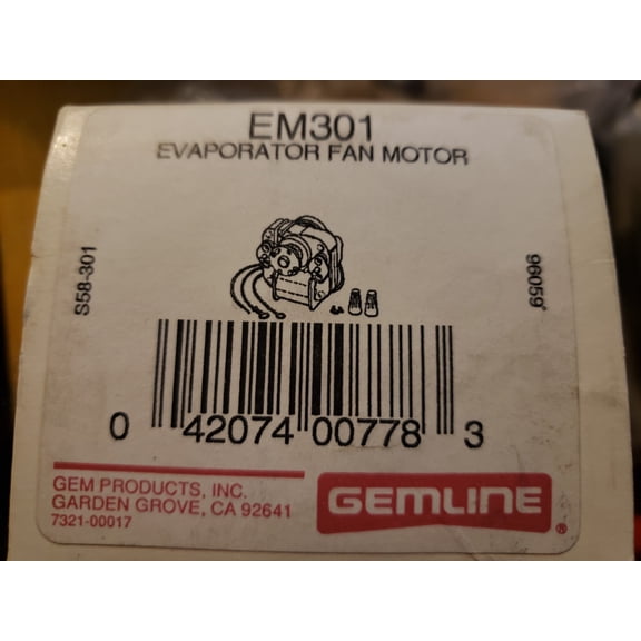 Gemline Evaporator Fan Motor EM301