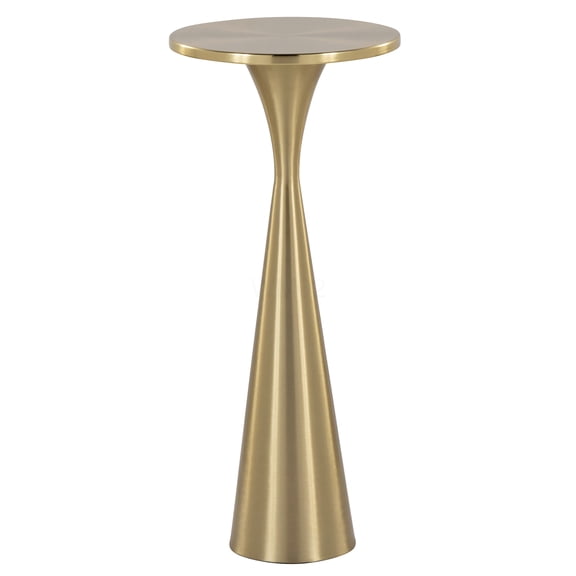 Gemma 22 Inch Modern Brass Metal Side Table with Hourglass Base for Living Room