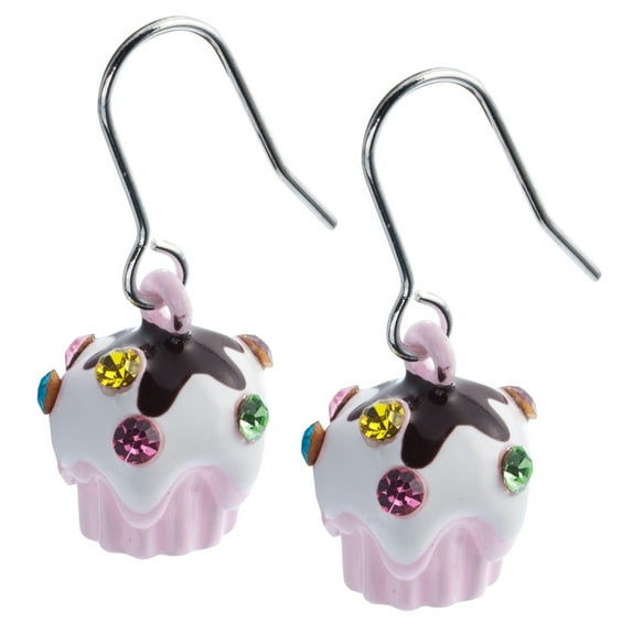 Gemmed Cupcake Dangle Earrings
