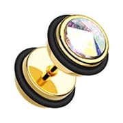 Gemmed Iridescent & Glitter Opal & Metallic Coat Acrylic Fake Plug with O-Rings