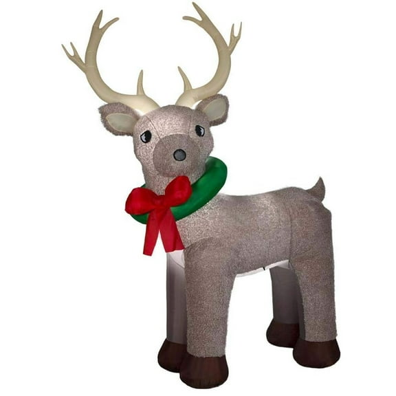 Gemmy 10.5-FT Pre-Lit LED Giant-Sized Fuzzy Standing Reindeer Christmas Inflatable