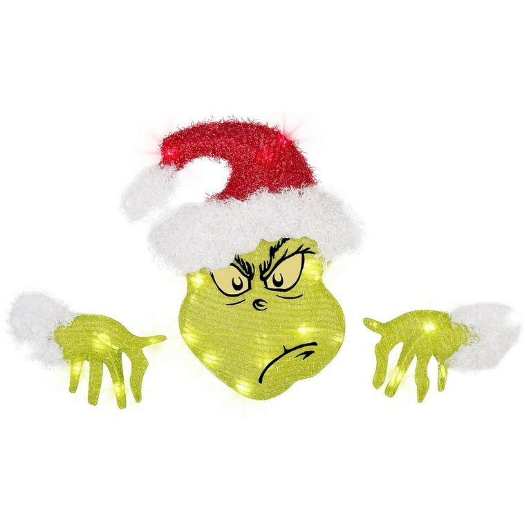 Gemmy 15 in Santa Dr. Seuss The Grinch Festive Fence Sitter Light