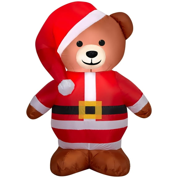 Gemmy 3.5' Christmas Inflatable Teddy Bear in Santa Suit