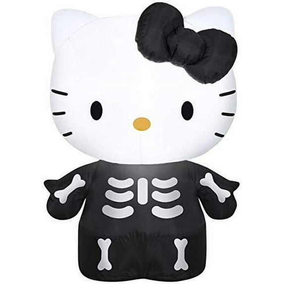 Gemmy 3' Airblown Hello Kitty as Skeleton Halloween Inflatable
